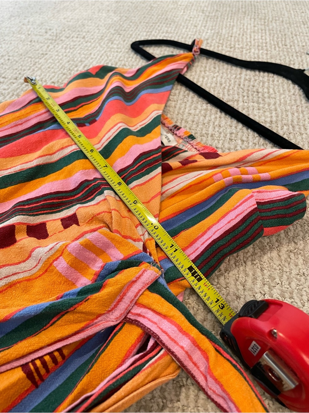 Urban Outfitters Flashing Lights Striped Wrap Midi Dress Linen XS - Picture 6 of 9